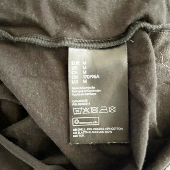 H&M Black Puff Sleeve Square Neck Top Stretchy Cotton Blend Size M Medium - Picture 4 of 4